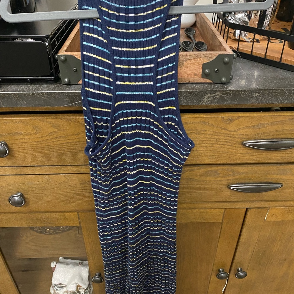 Splendid Navy Blue Ribbed Striped Maxi Dress - Picture 4 of 5